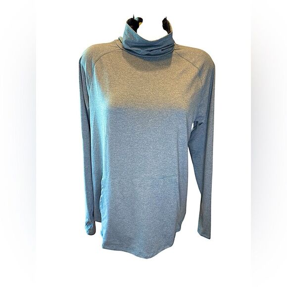 EDDIE BAUER Ladies Funnel Neck Long Sleeve Top Blue Large - Picture 1 of 12